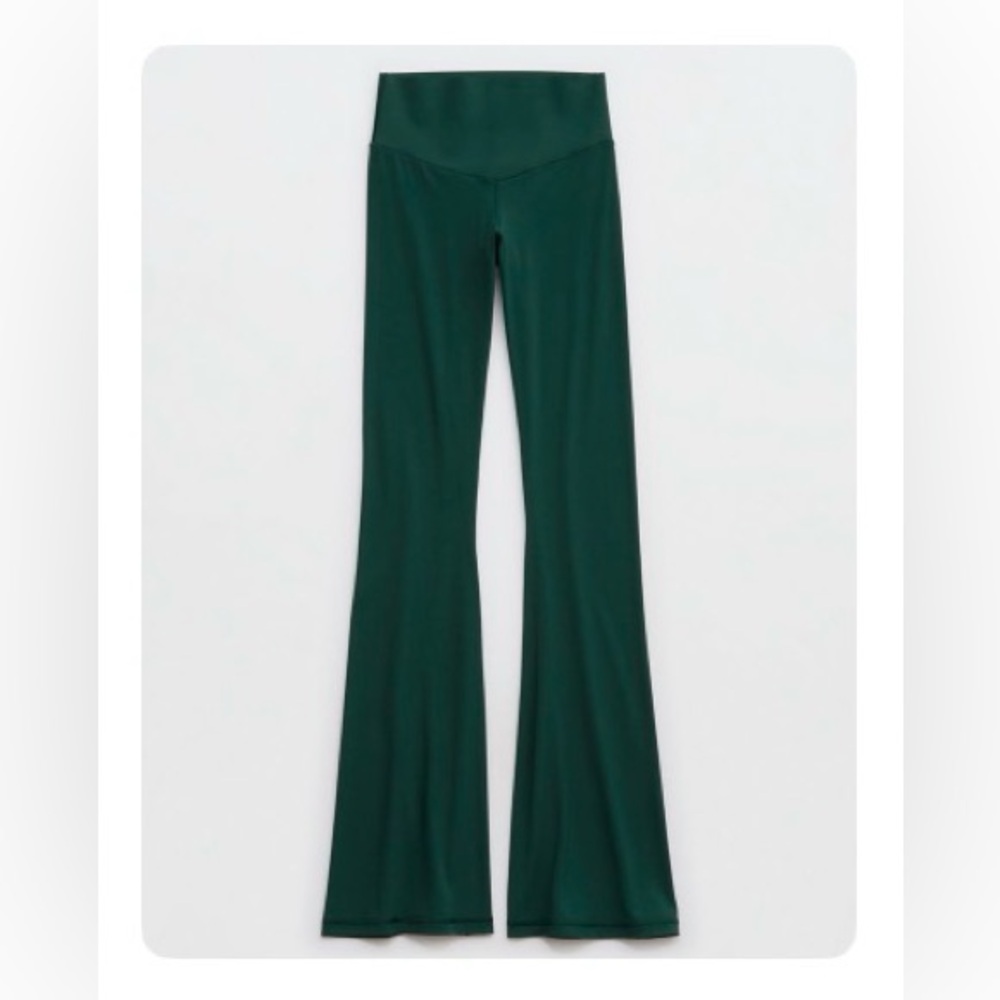 OFFLINE by Aerie Real Me Extra Hold Up! Flare Legging in Deep Forest Green
